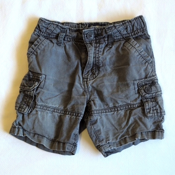 oshkosh b'gosh gray cotton twill cargo utility shorts 18 months baby boy - Picture 1 of 11